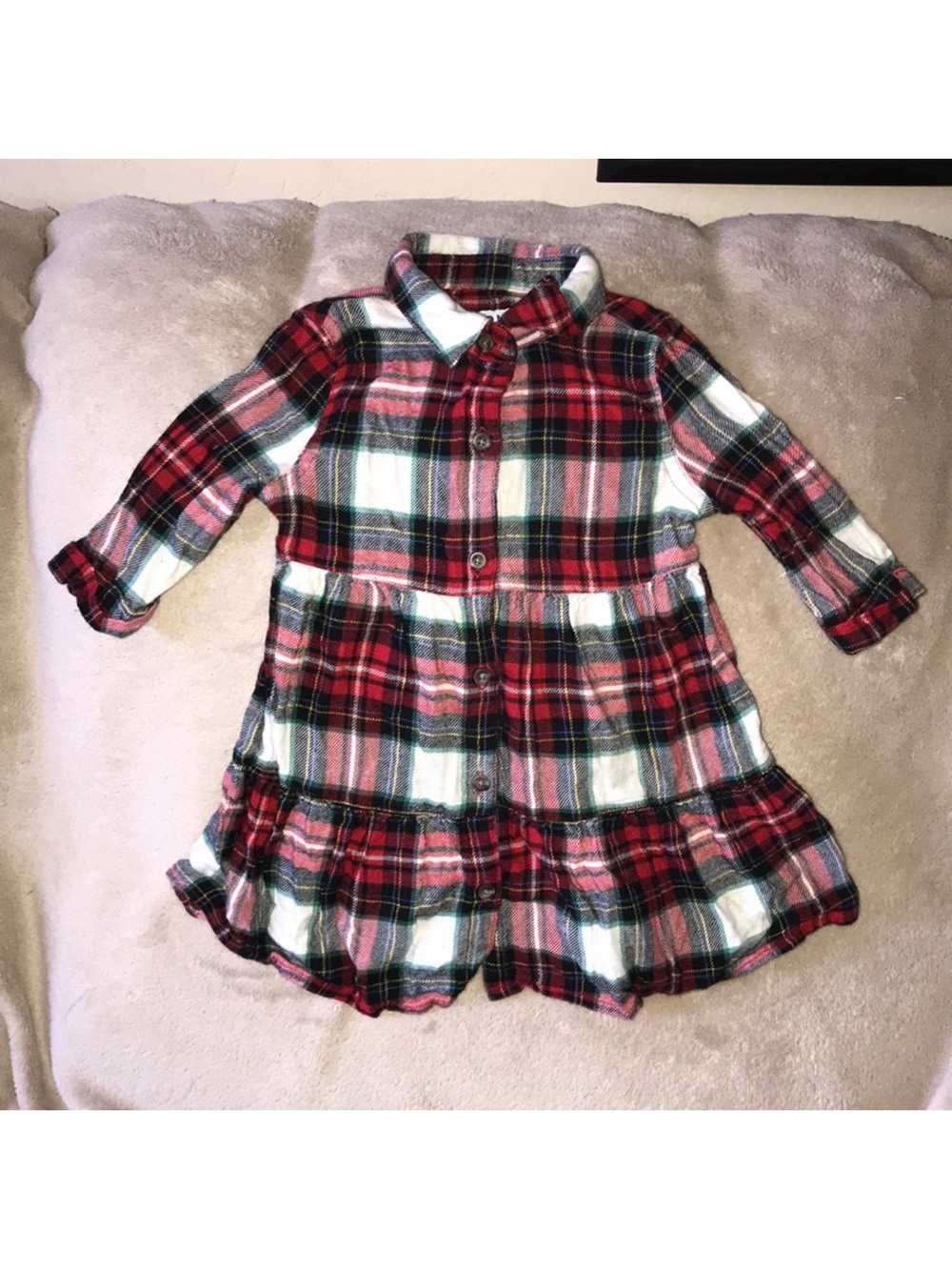 Old Navy 18-24 months Red Plaid Button-Front long sleeved Flannel Dress